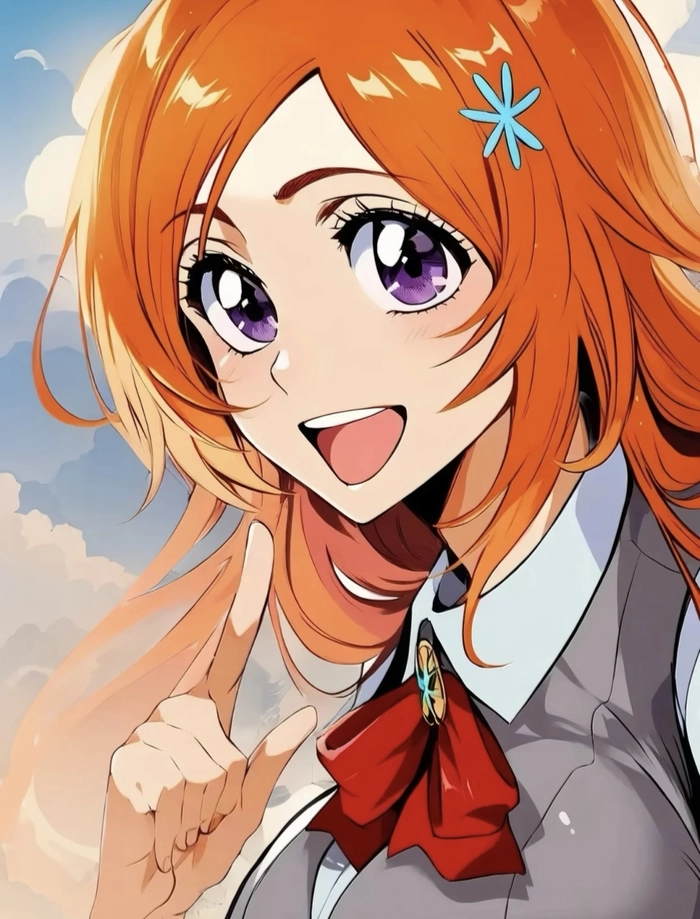Bức hình Inoue Orihime tạo dáng tự nhiên ngoài trời