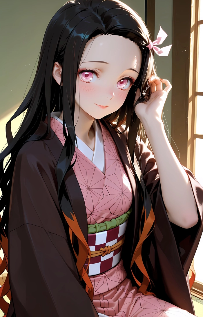 Bức hình anime Nezuko tạo dáng quen thuộc dễ nhận