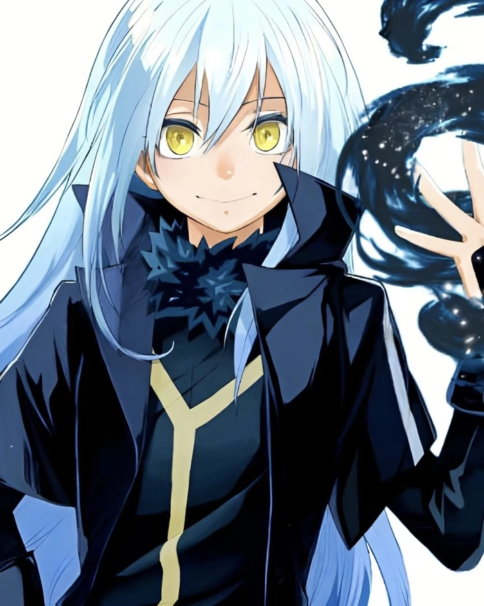 Dáng anime rimuru đứng trong nền sáng đơn giản