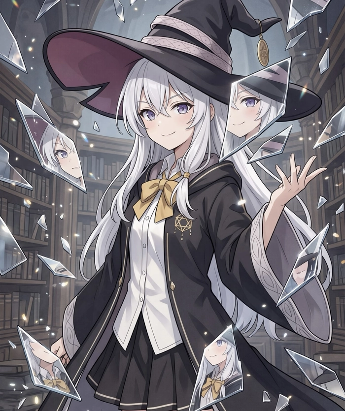 Dáng đứng anime elaina trong khung hình đơn giản