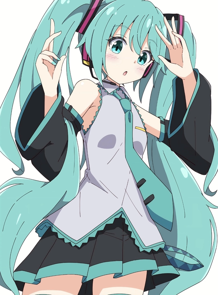 Góc nhìn anime miku nhìn thẳng với ánh mắt sáng