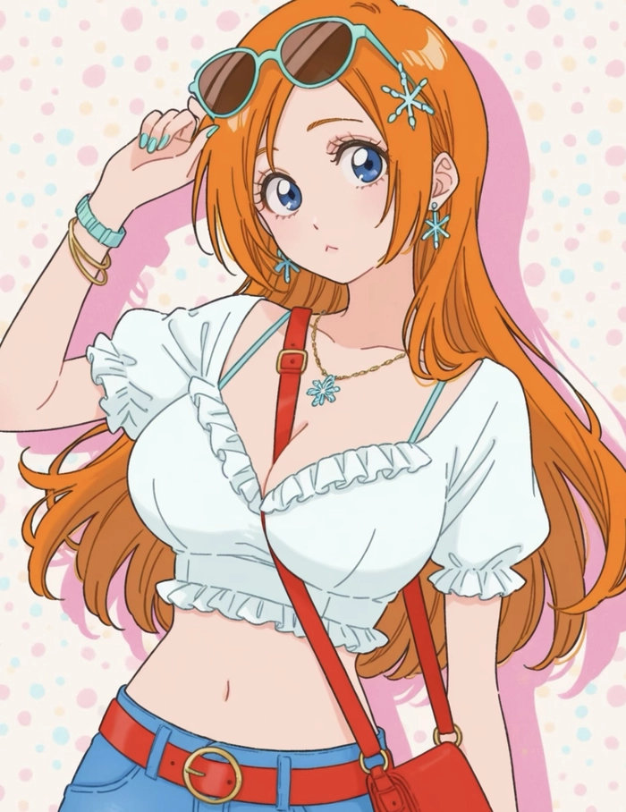 Hình Inoue Orihime tạo dáng đơn giản trước nền sáng