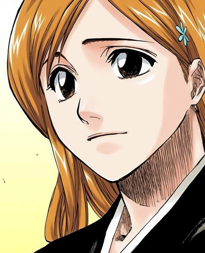 Hình ảnh Inoue Orihime nhìn thẳng với biểu cảm nhẹ