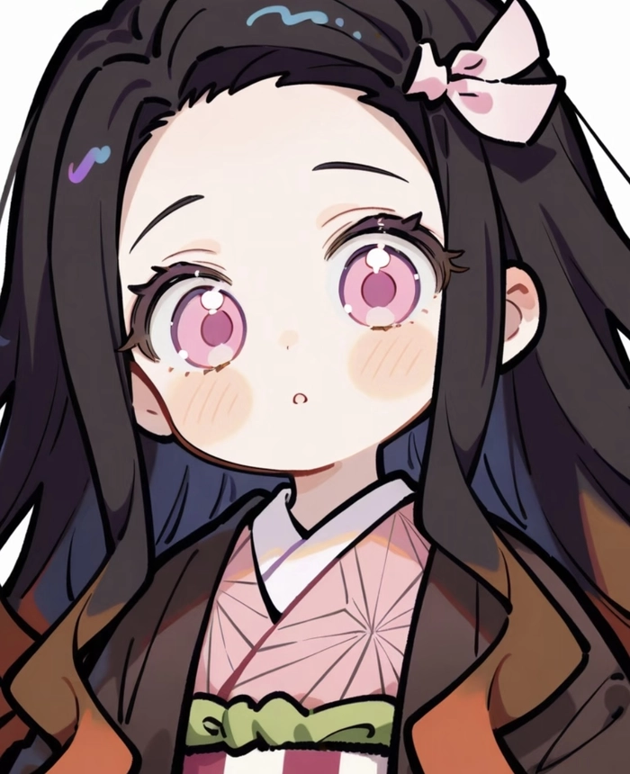 Hình ảnh anime Nezuko tạo dáng dễ thương cơ bản