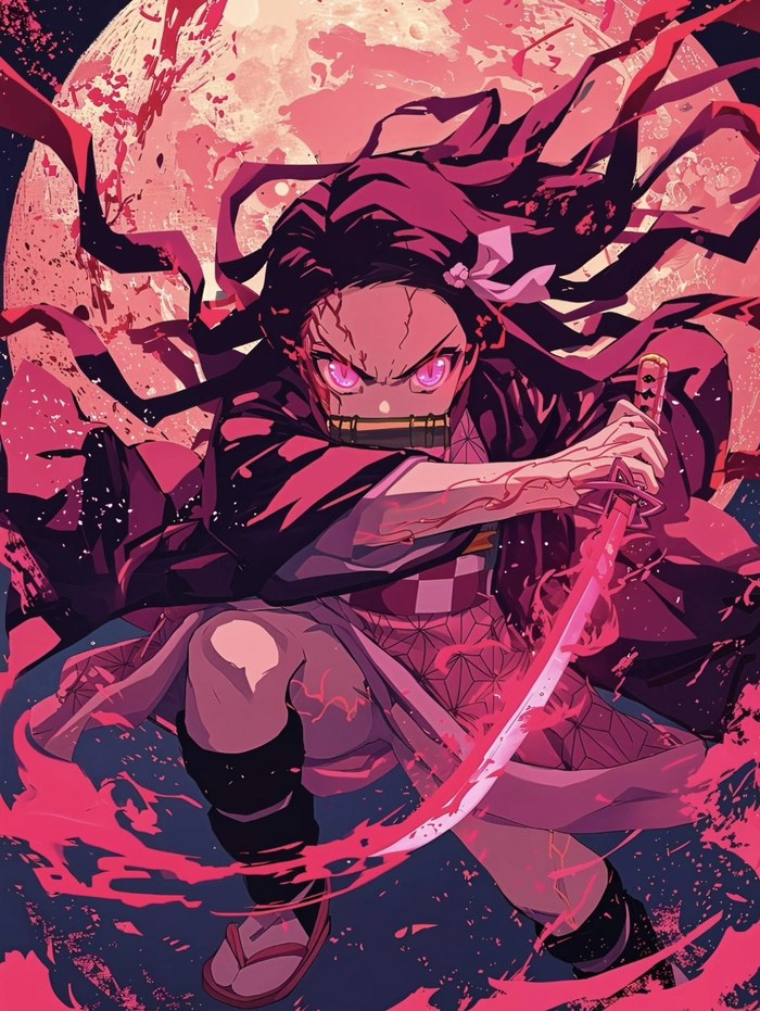Hình ảnh anime Nezuko với ánh sáng ổn định rõ nét
