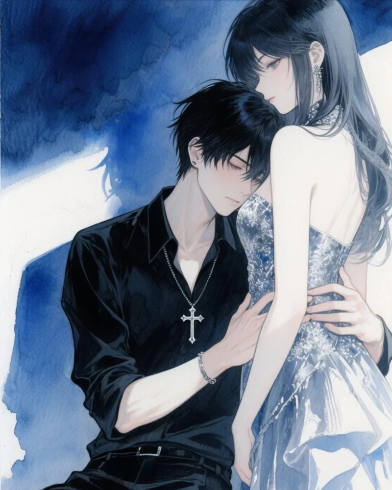 Hình ảnh anime cặp tình nhân thể hiện cảm xúc chân thành