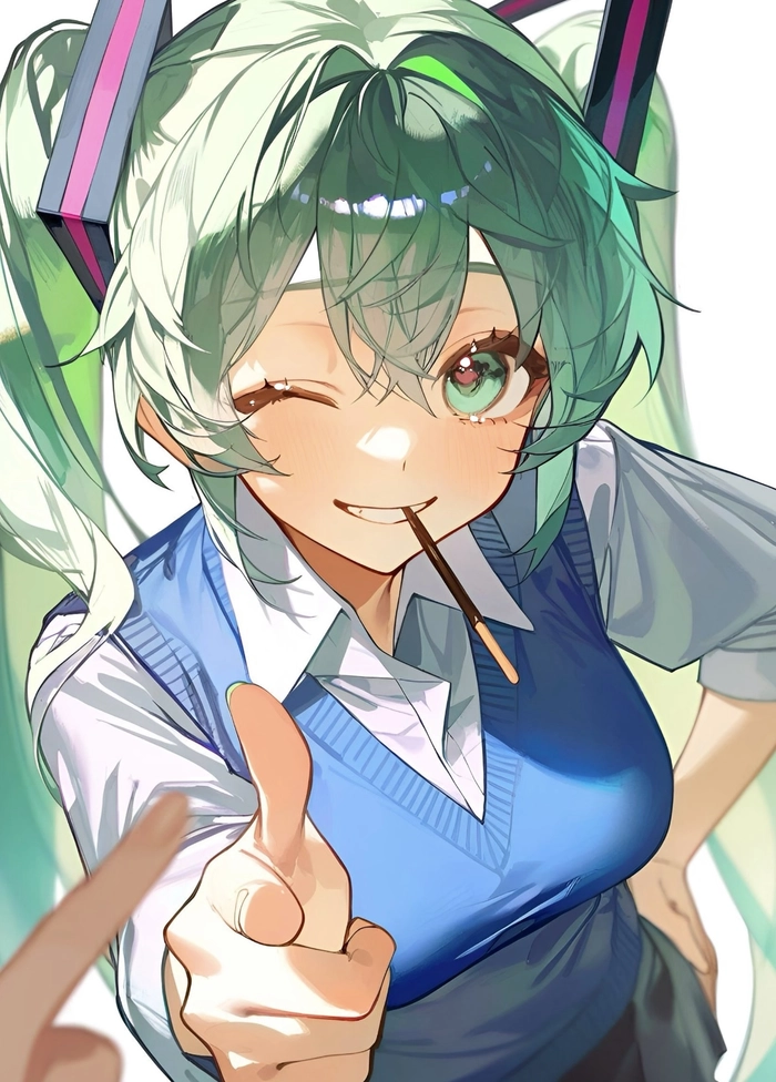 Hình ảnh anime miku với trang phục quen thuộc
