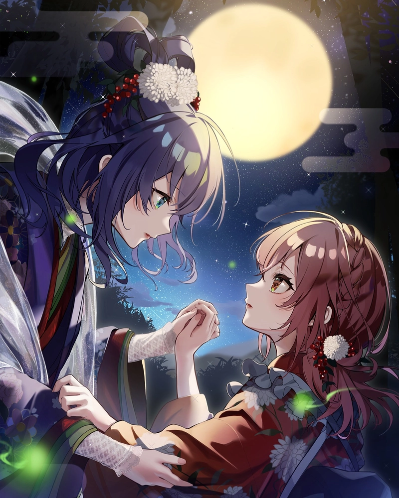 Hình anime cặp tình nhân nắm tay mang vẻ dịu dàng