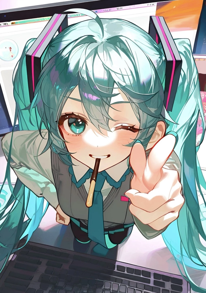 Hình anime miku đứng trước nền sáng đơn giản