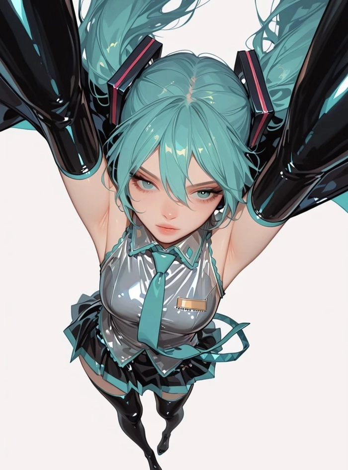 Hình anime miku với tóc xanh nổi bật