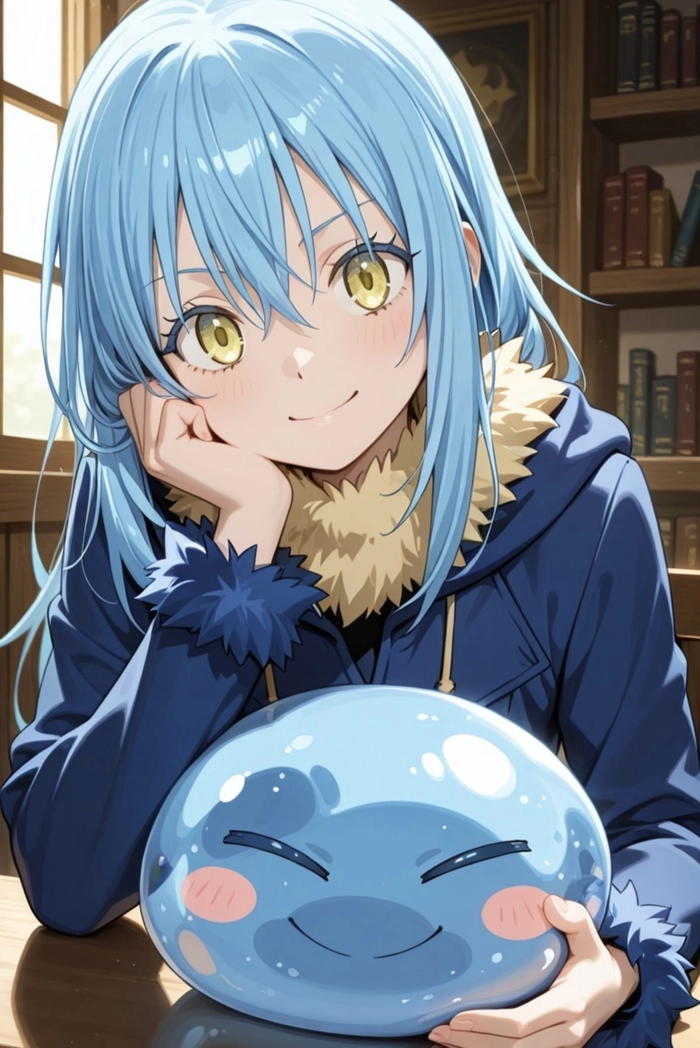 Khoảnh khắc anime rimuru với ánh sáng nhẹ rõ nét