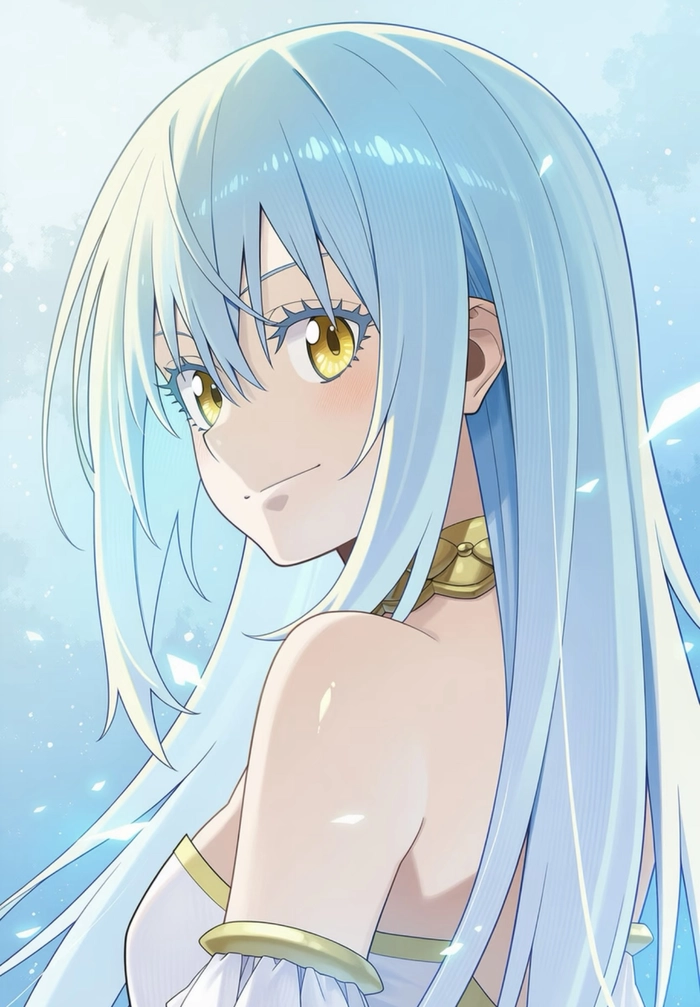 Khoảnh khắc anime rimuru với màu xanh quen thuộc