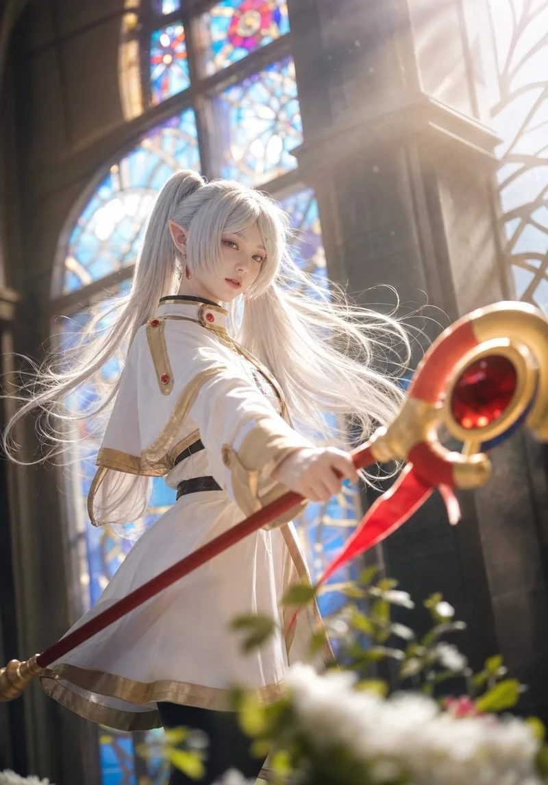 Không gian fantasy tăng chiều sâu cho cosplay Frieren