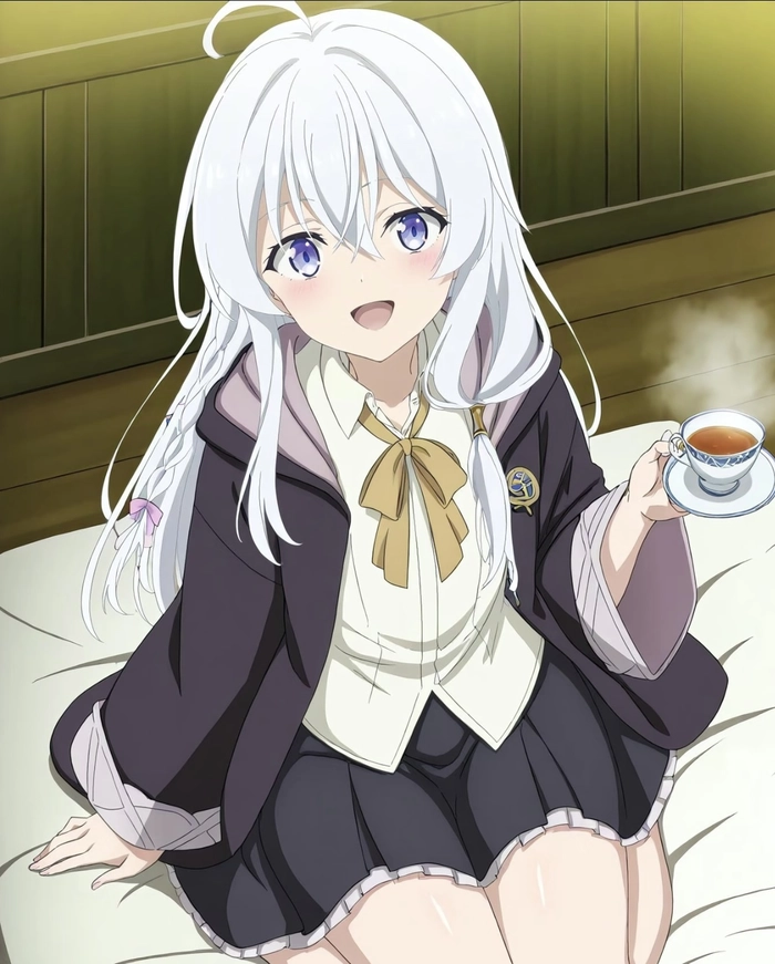 Nét mặt anime elaina với biểu cảm bình thường