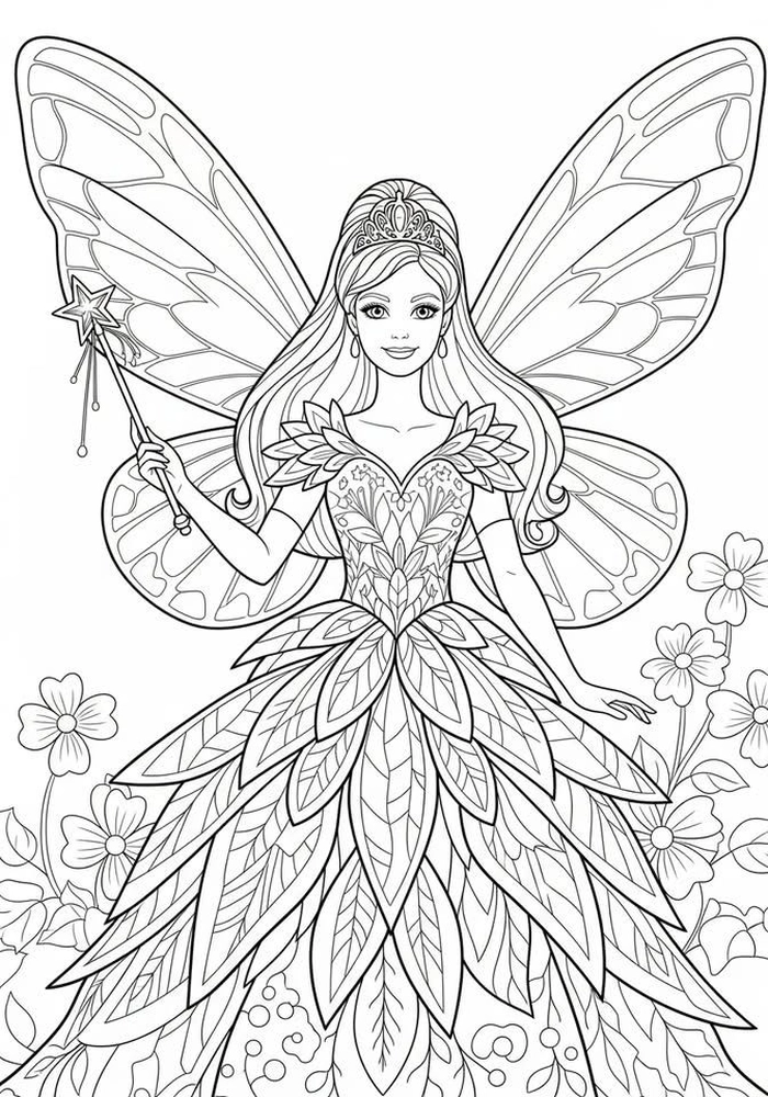 Tranh tô màu công chúa barbie tạo hình tinh tế cuốn hút