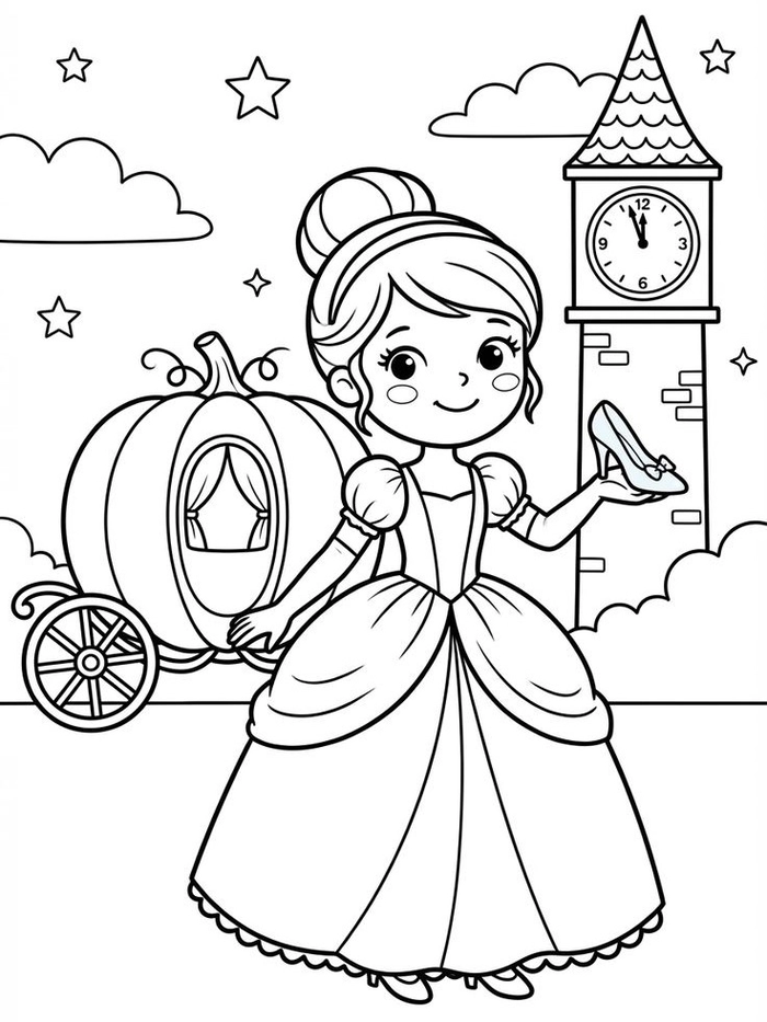 Tranh tô màu công chúa cho bé hình ảnh dễ nhìn
