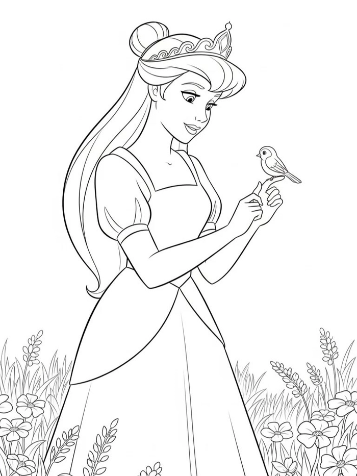 Tranh tô màu công chúa disney hình dạng cân đối hài hòa
