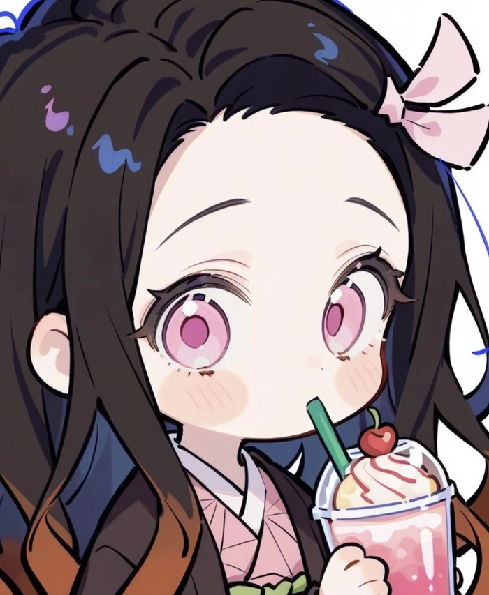 ảnh nezuko chibi nhìn rõ khuôn mặt và ánh mắt