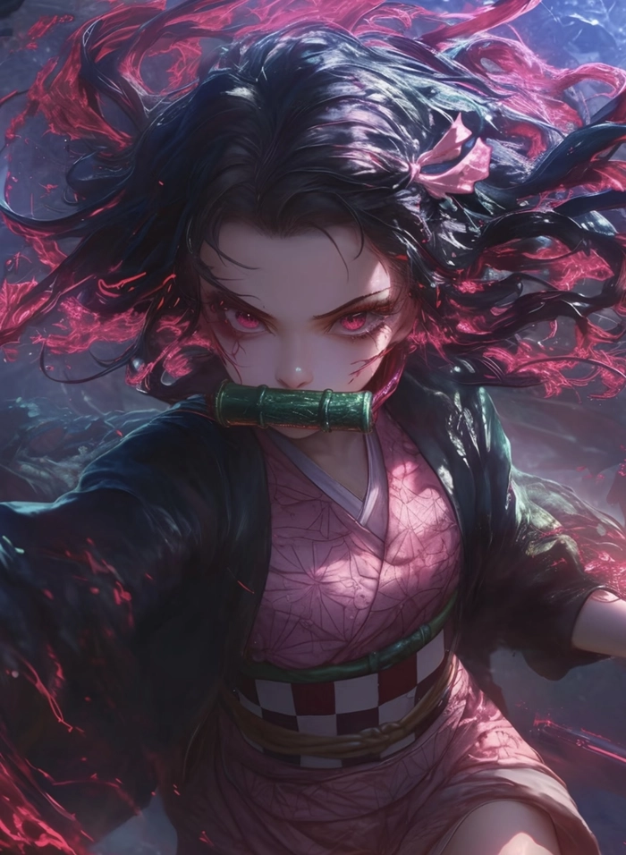 ảnh nezuko ngầu với góc gần rõ nét