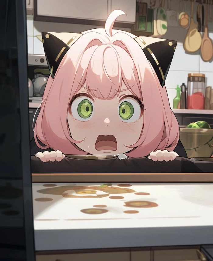 hình anime anya nhìn thẳng với gương mặt đáng yêu