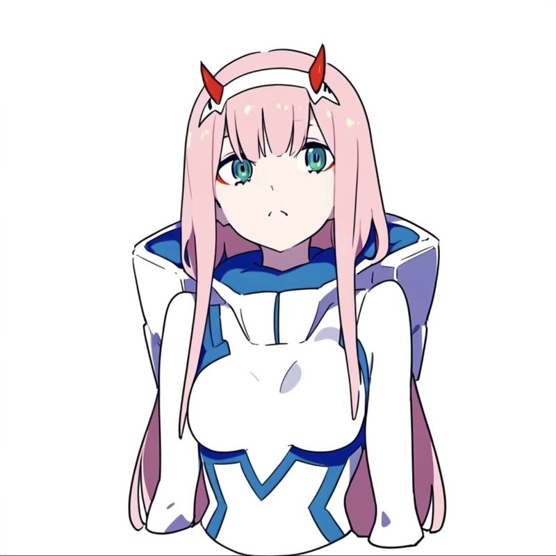 Ảnh Zero Two cute với phong cách anime nhẹ nhàng