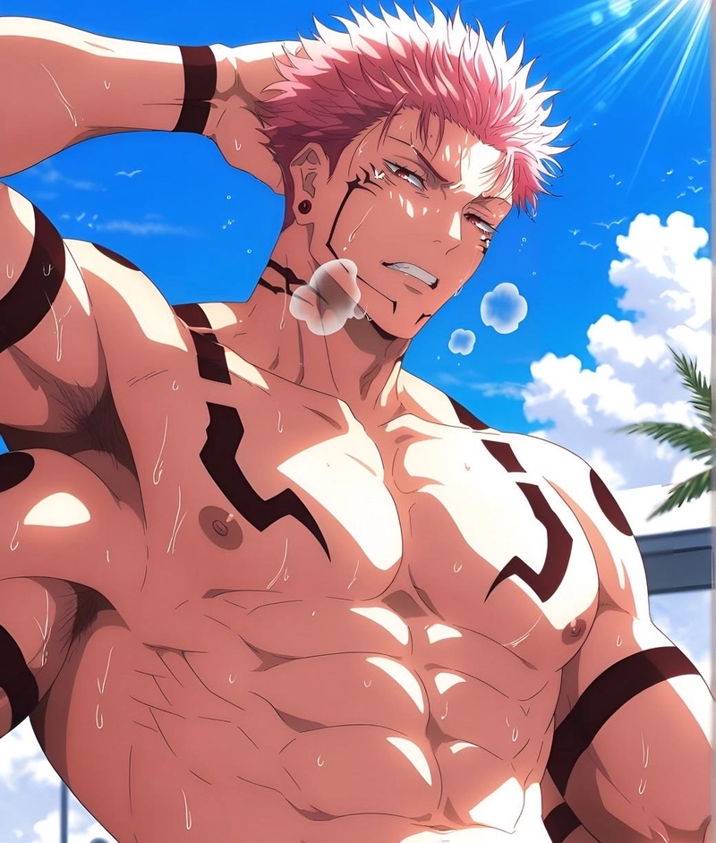 Ảnh anime Sukuna trong khung cảnh tối mang nét bí ẩn