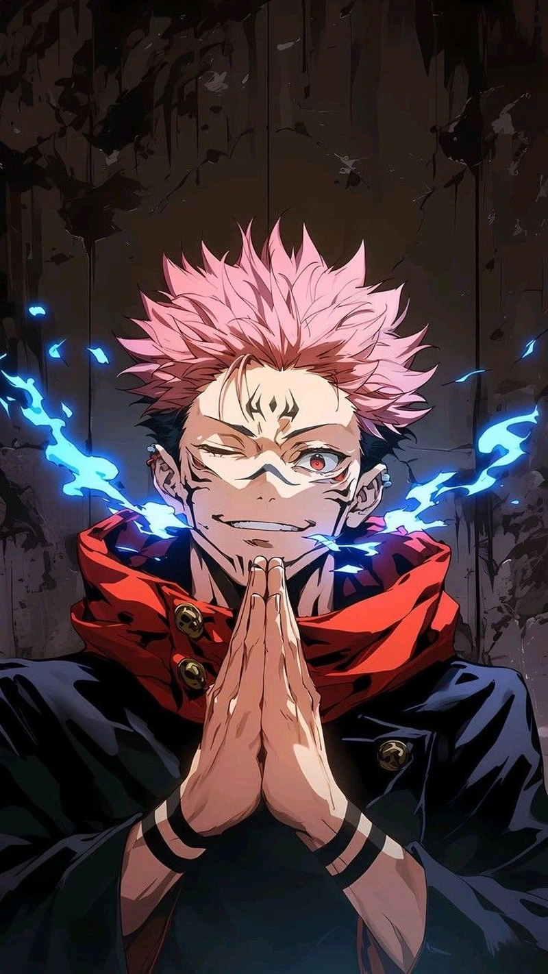 Ảnh anime Sukuna với ánh mắt sắc lạnh uy lực mạnh mẽ