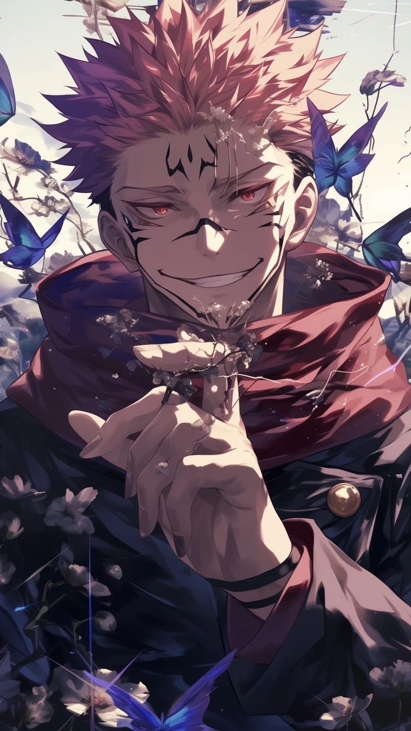Ảnh anime Sukuna với khí chất lạnh lùng mang quyền lực