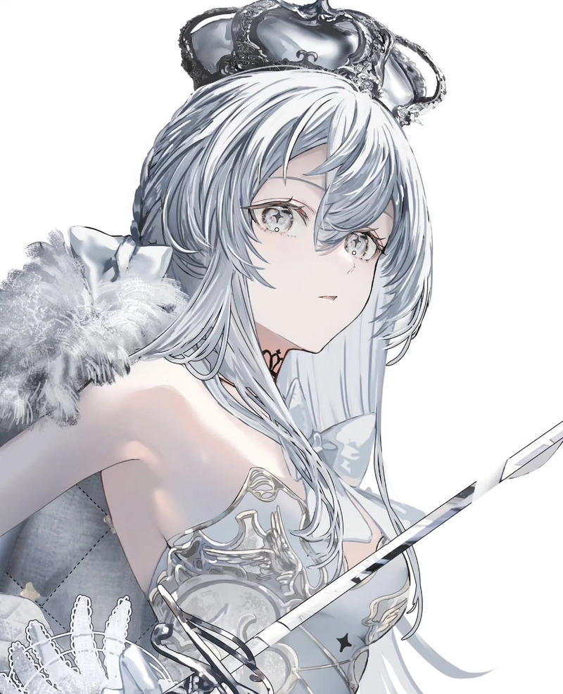 Ảnh anime girl tóc trắng ánh nhìn hiền hòa đầy tự nhiên