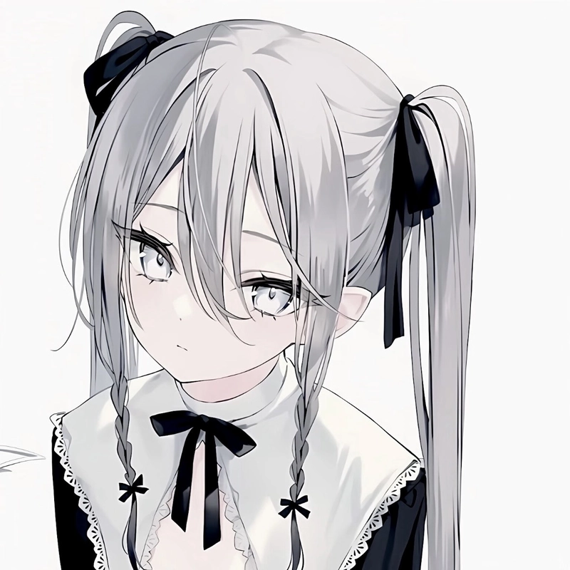 Ảnh anime girl tóc trắng mái tóc dài đầy thanh thoát