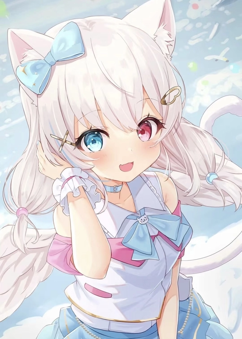 Ảnh anime girl tóc trắng mang vẻ ngoài tinh tế hiện đại