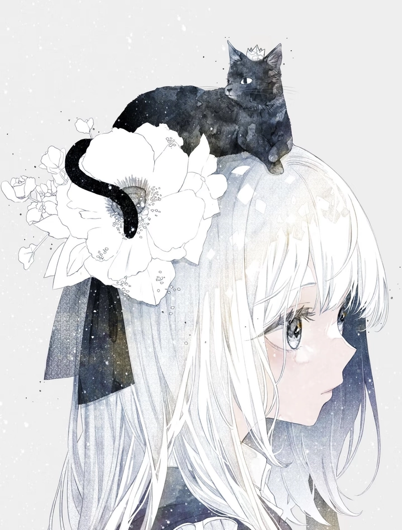 Ảnh anime girl tóc trắng phong cách Nhật Bản hiện đại