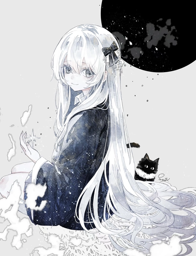 Ảnh anime girl tóc trắng tạo cảm giác thanh tao nhẹ nhàng