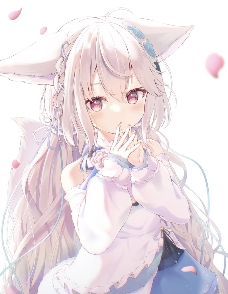 Ảnh anime girl tóc trắng vẻ ngoài trẻ trung đầy dịu dàng