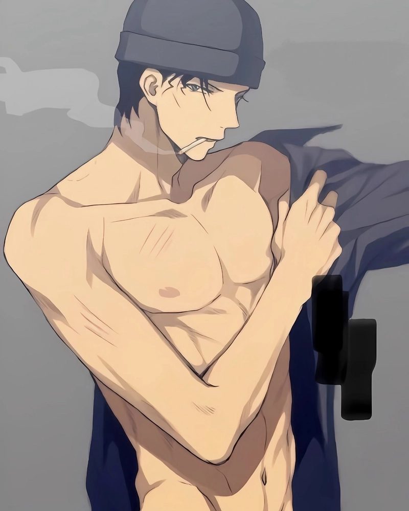 Ảnh anime nam 6 múi có ánh mắt sắc lạnh tự tin