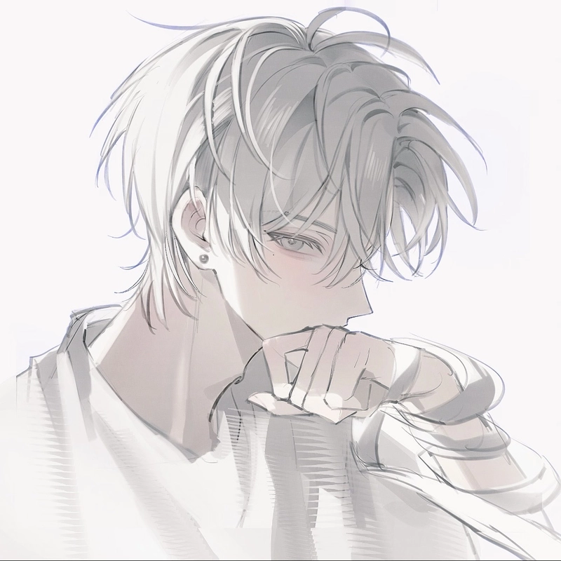 Ảnh anime nam tóc trắng có biểu cảm lạnh đầy mê hoặc