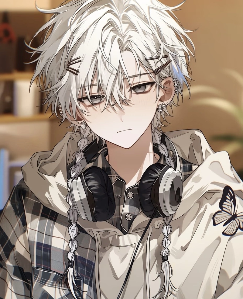 Ảnh anime nam tóc trắng có biểu cảm thản nhiên cuốn hút