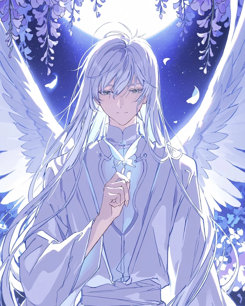 Ảnh anime nam tóc trắng gợi chất lãng mạn u buồn