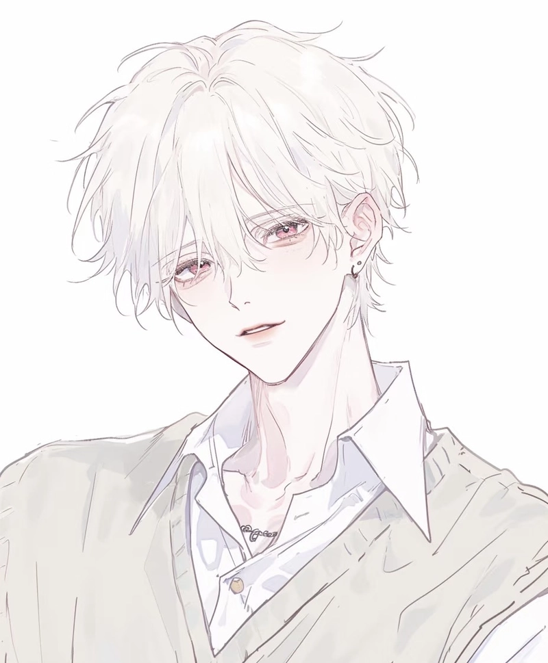 Ảnh anime nam tóc trắng gợi nét thanh cao đầy lạnh nhạt