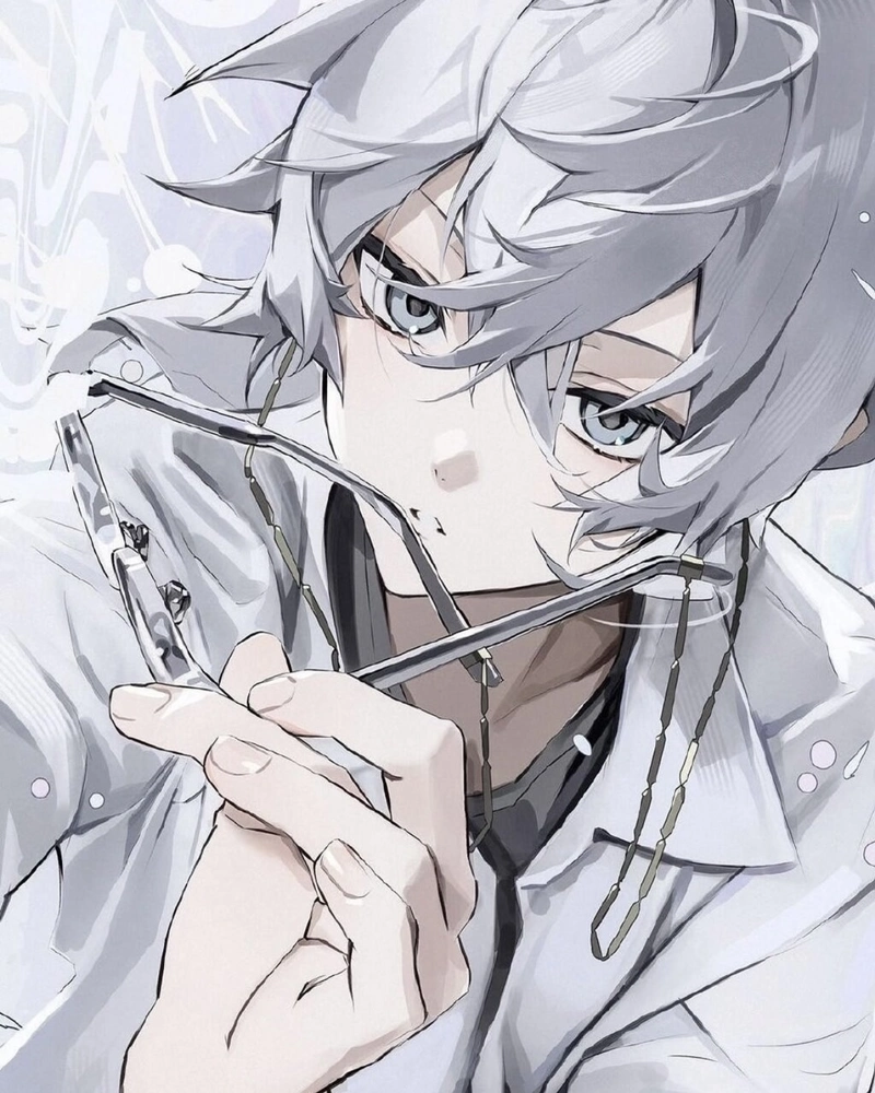 Ảnh anime nam tóc trắng gợi vẻ đẹp bạch phát mê hoặc