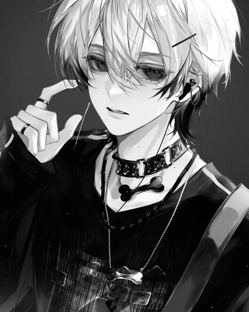Ảnh anime nam trắng đen có nét cá tính đầy mạnh mẽ