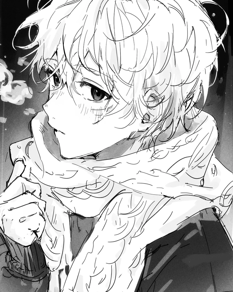 Ảnh anime nam trắng đen hiện lên khí chất mạnh cô đơn