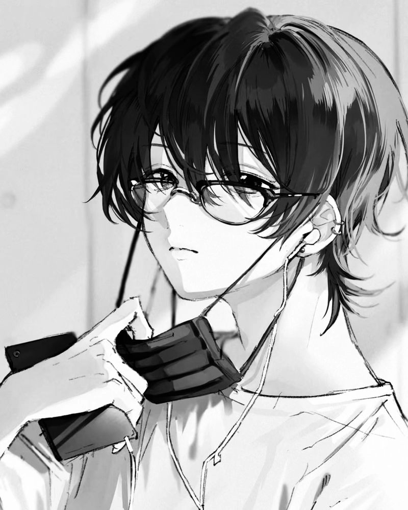 Ảnh anime nam trắng đen thể hiện phong cách lạnh cá tính