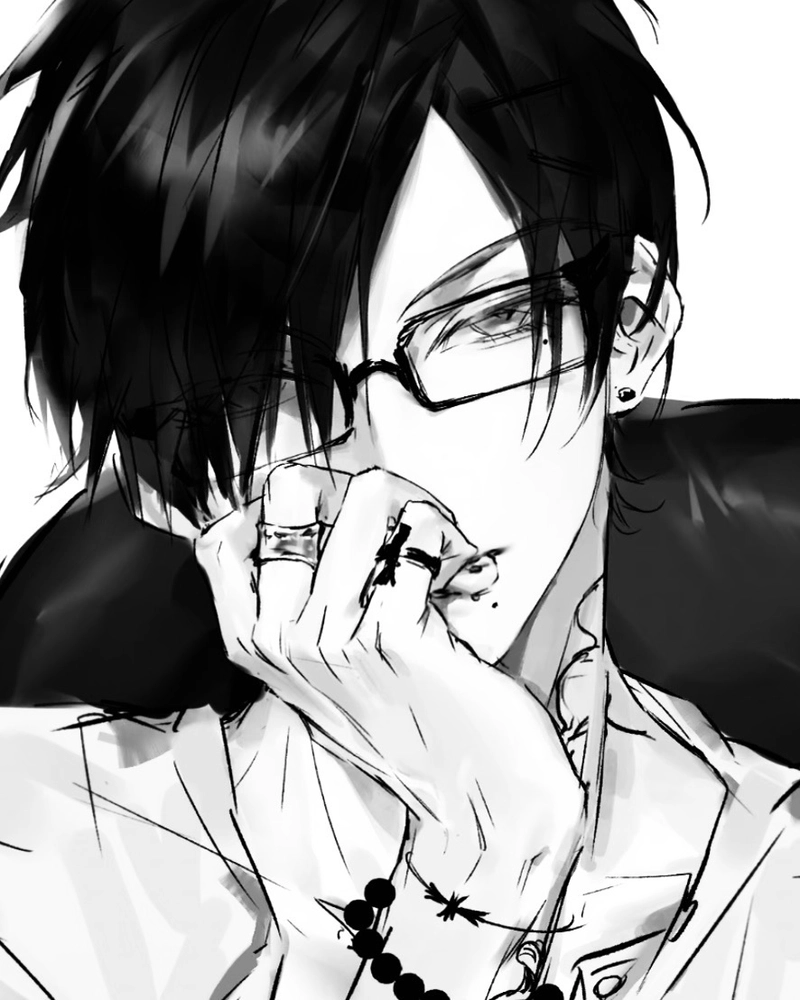 Ảnh anime nam trắng đen toát lên biểu cảm đầy tự tin