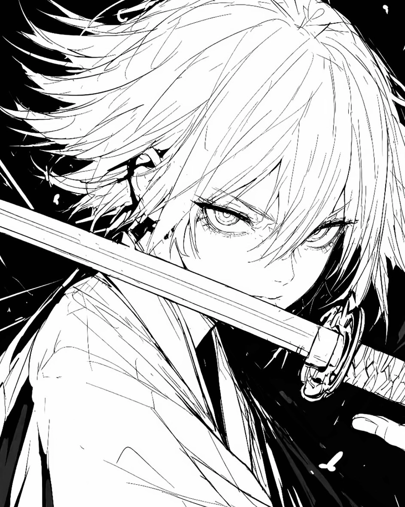 Ảnh anime nam trắng đen toát ra khí chất lạnh mạnh mẽ