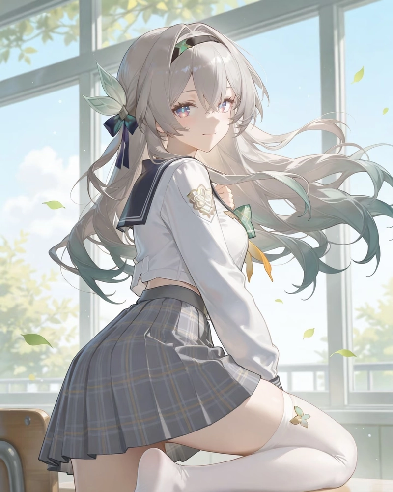 Ảnh anime nữ học sinh tạo dáng nhẹ nhàng rất duyên dáng