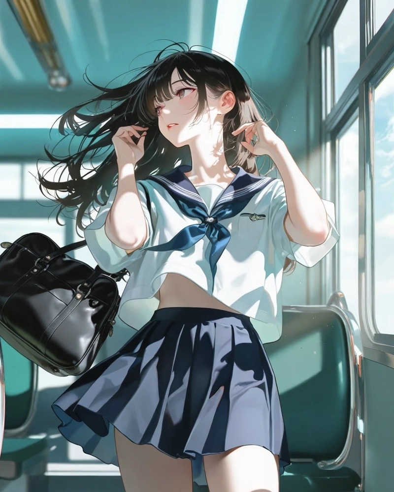 Ảnh anime nữ học sinh vẻ ngoài thanh lịch rất duyên dáng