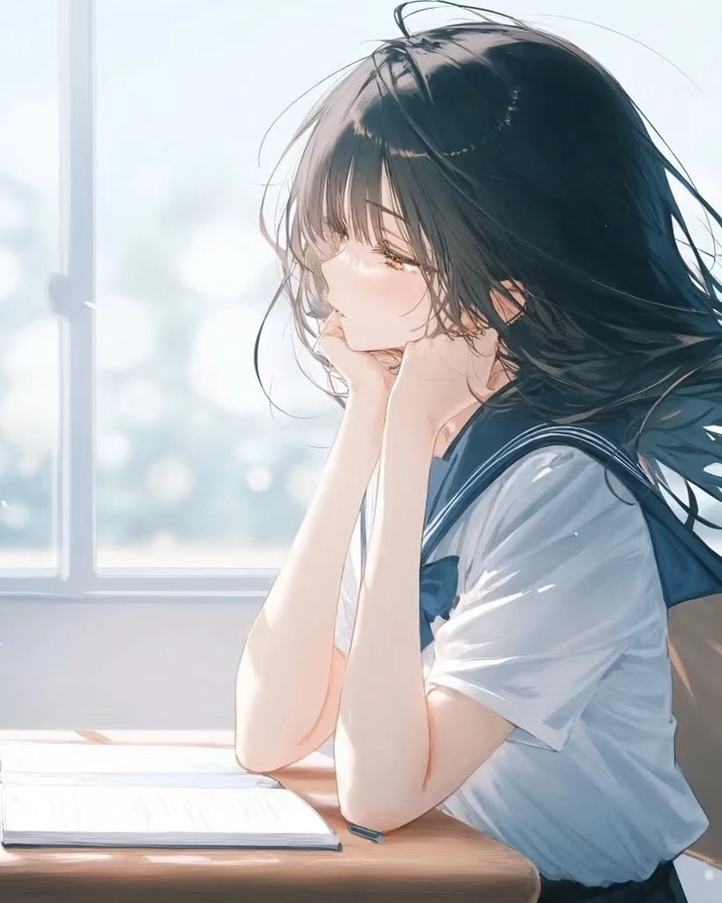 Ảnh anime nữ học sinh vẻ ngoài xinh xắn rất dịu mắt