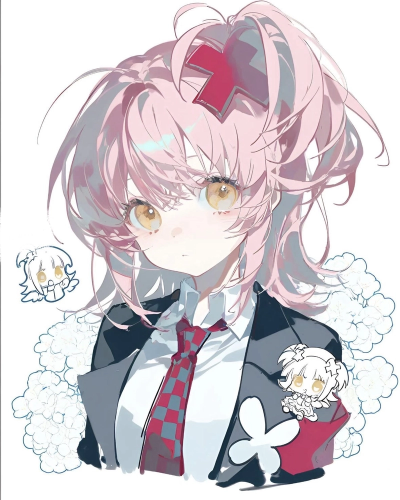 Ảnh anime nữ tóc hồng ánh mắt hiền hòa đầy tự nhiên