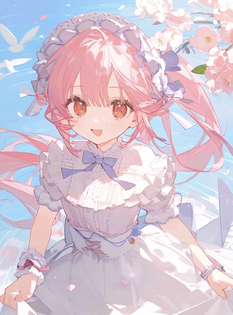 Ảnh anime nữ tóc hồng mang cảm giác nhẹ nhàng nữ tính